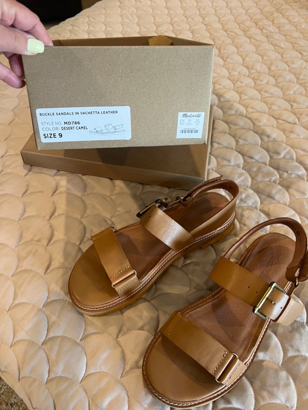 Madewell Tan Leather Buckle Strap Sandals